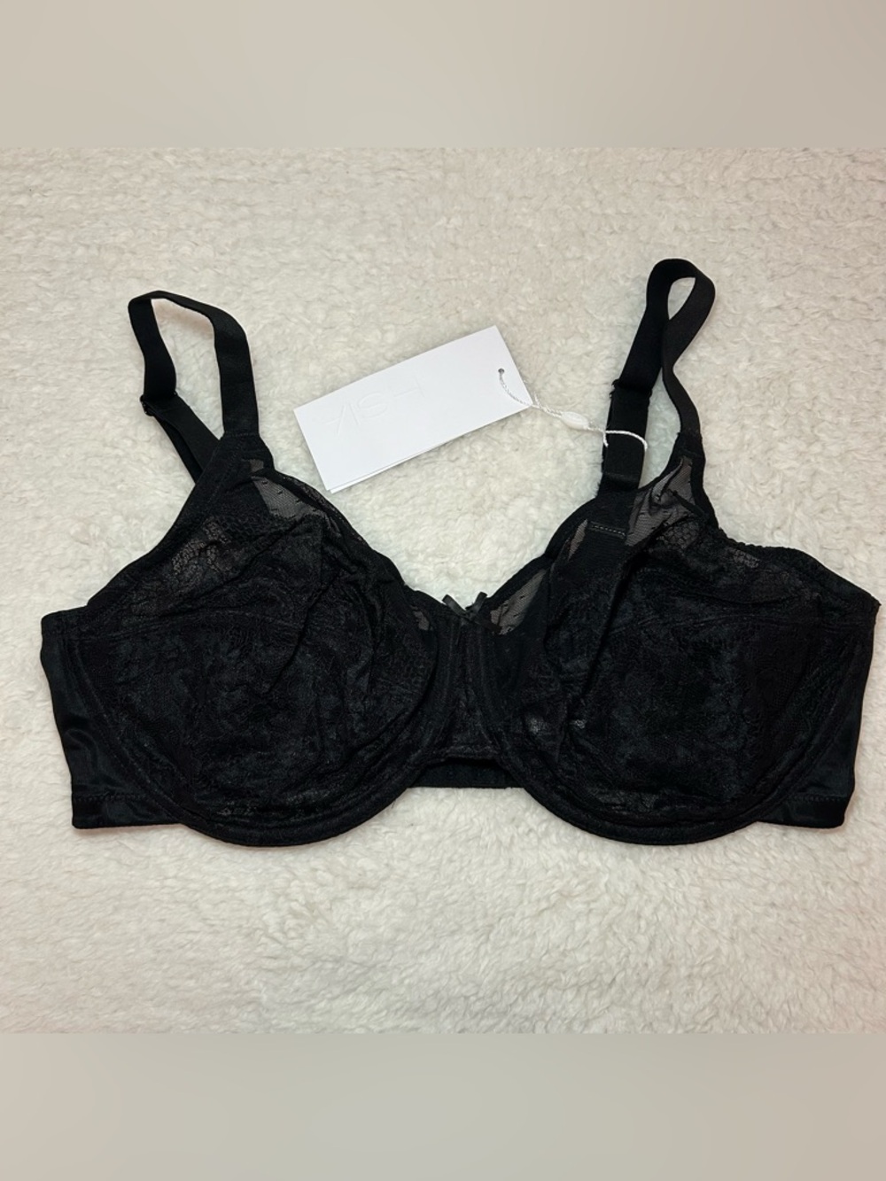HSIA Enchanted Unlined Lace Underwire Bra 38DD Black NWT